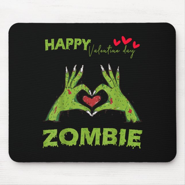 Tapis De Souris Zombie Saint-Valentin Forme de main Un cœur Hallow (Devant)