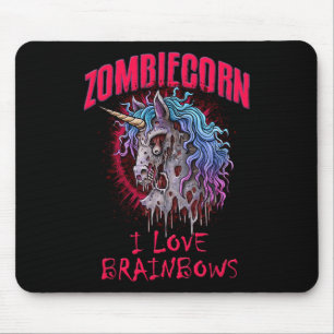 Tapis De Souris Zombie Unicorn I Love Brainbows Punk Gothic Goth H