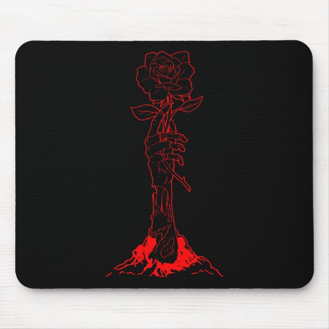 Tapis De Souris Zombiecore esthétique Zombie main Rouge Rose Squel (Devant)