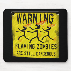 Tapis De Souris Zombis flamboyants avertissant Mousepad