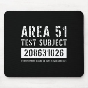 Tapis De Souris Zone 51 Objet de l'essai 1026 Enlèvement d'Aliens