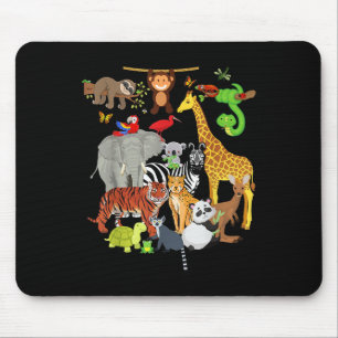 Tapis De Souris Zoo Animaux Faune Fête d'anniversaire Zoo Day 26 A