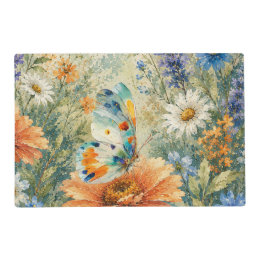 Tapis de table laminé Papillon parmi les fleurs sa