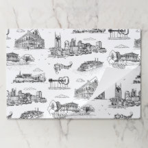 Tapis de table noir et blanc Nashville Toile