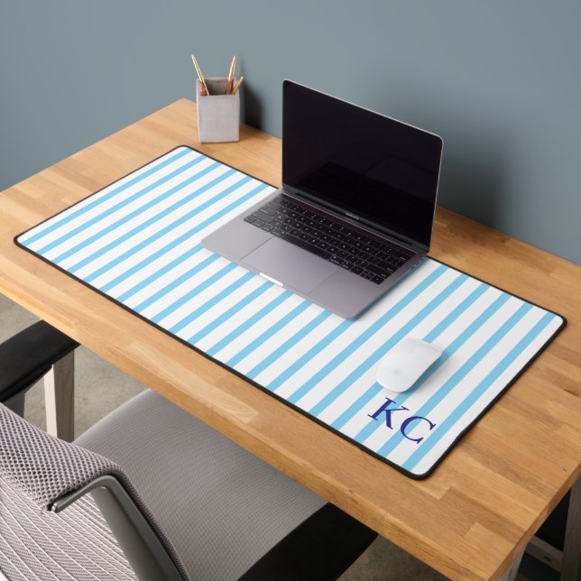 Tapis de travail personnalisé avec monogramme rayé (Bureau 2)