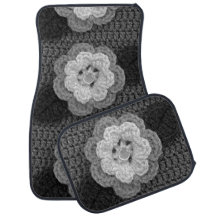Fleurs Gris Noir Crochet Artisan