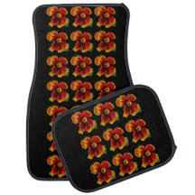 Fleurs orange marron motif sur fond noir