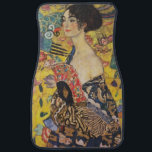Tapis De Voiture Gustav Klimt Lady With Fan Art Nouveau Painting<br><div class="desc">Dame Gustav Klimt avec peintre Art Nouveau Fan Ce demi-portrait d'une belle femme montre un arrière - plan jaune avec des ornements asiatiques, des oiseaux colorés et des fleurs de lotus. La dame porte une robe dans le style d'un kimono imprimé des motifs d'une robe de dragon chinoise. Belle peinture...</div>