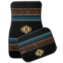 Vintage Blue et Poster de animal Jaguar | Monogram