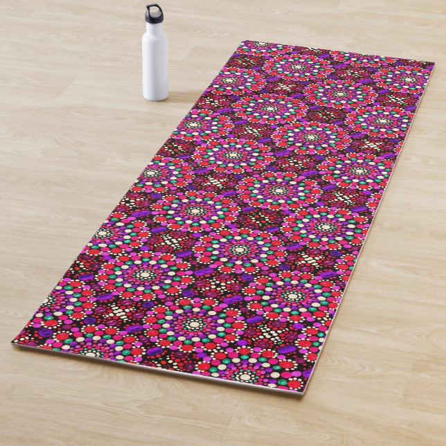 Tapis De Yoga 078 - Motif rose Mandala Yoga Mat (En situation)