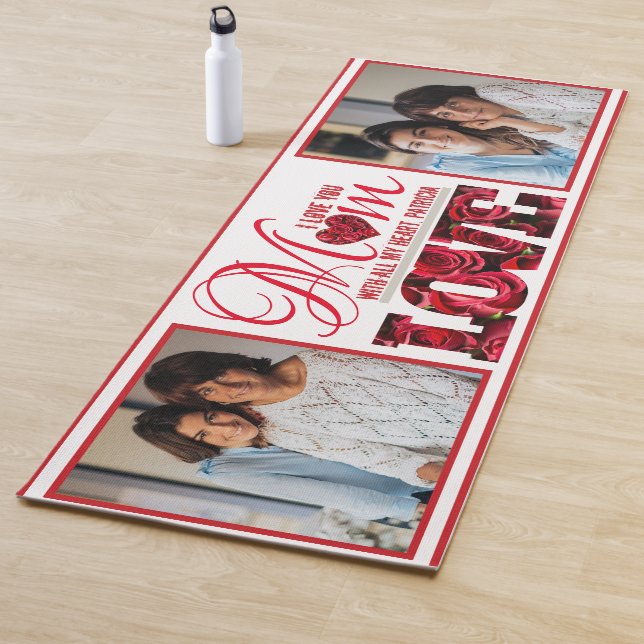 Tapis De Yoga 2 Photo Collage Floral Moderne Elégant Fête des mè (En situation)