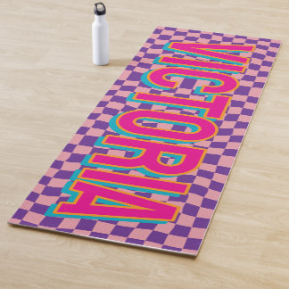 Tapis De Yoga 2D Retro Colorful Lettering Name Yoga Mat