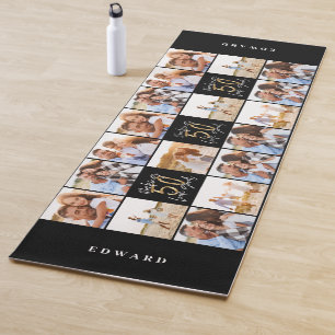 Tapis De Yoga 50e anniversaire de l'or noir collage photo chic