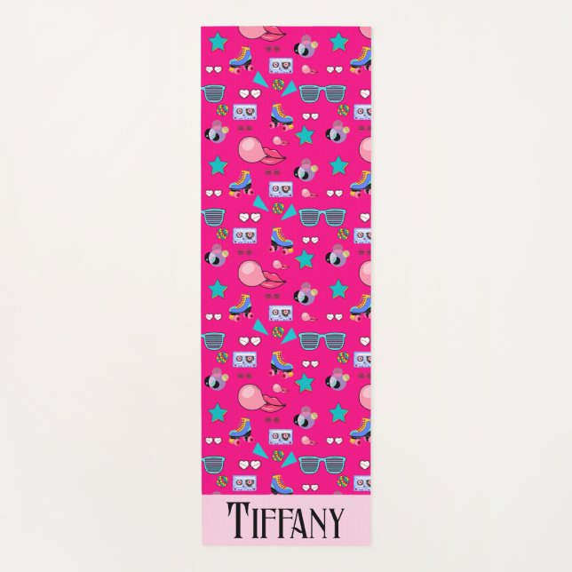 Tapis De Yoga 80s Costume Vibrant pink Retro culture pop (Devant)