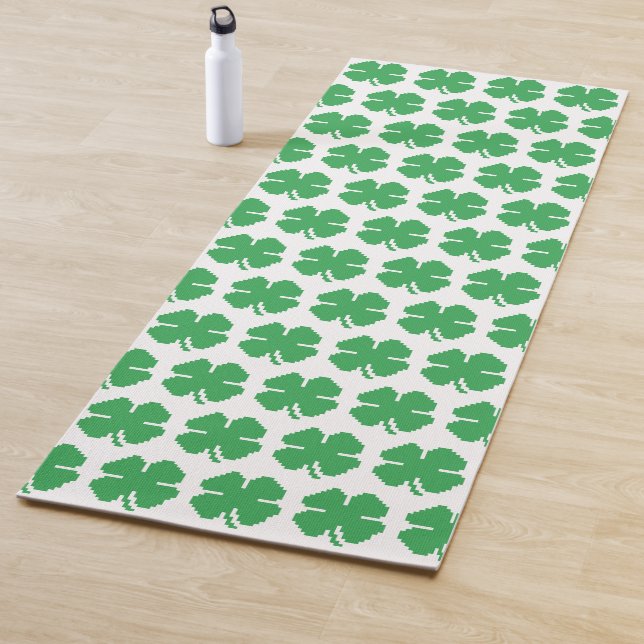 Tapis De Yoga 8 bits Pixel Lucky Four Leaf Clocher (En situation)