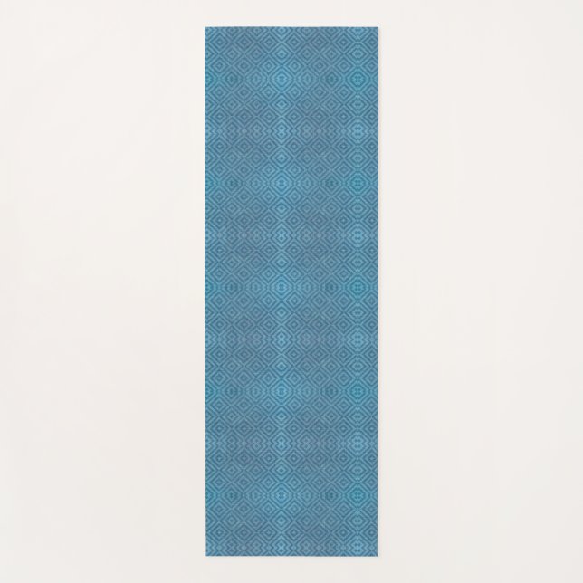 Tapis De Yoga A blue yoga mat with a subtle geometric pattern  (Devant)