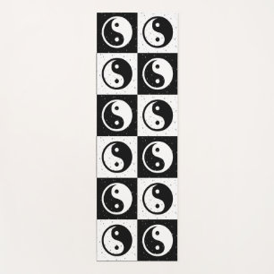 Tapis De Yoga À damiers blanc noir Yin-yang Zen Block Imprimer