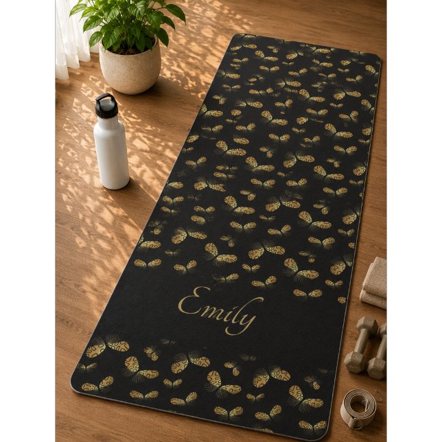 Tapis de Yoga à Motif de Papillon de Nuit Doré (Créateur téléchargé)
