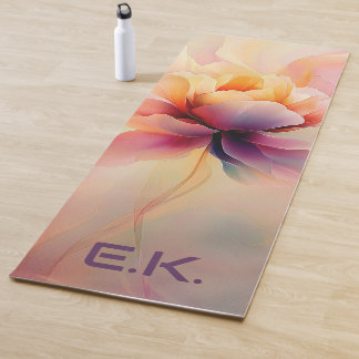 Tapis de yoga à motif floral chic Custize aquarell
