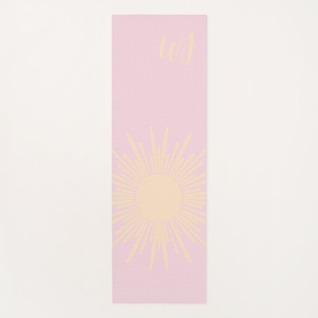 Tapis de yoga à soleil initial personnalisé (Devant)