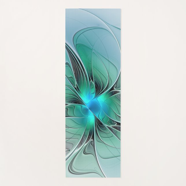 Tapis De Yoga Abstrait avec bleu, art fractal moderne (Devant)