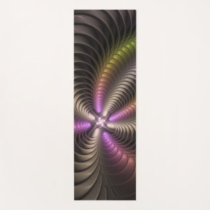 Tapis De Yoga Abstrait brillant Trippy coloré 3D Fractal Art