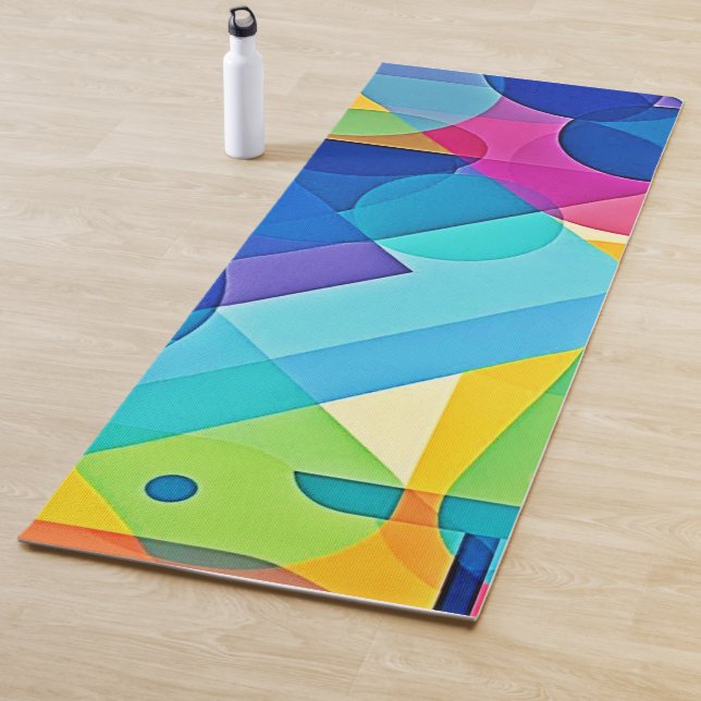 Tapis De Yoga Abstrait géométrique dynamique (En situation)