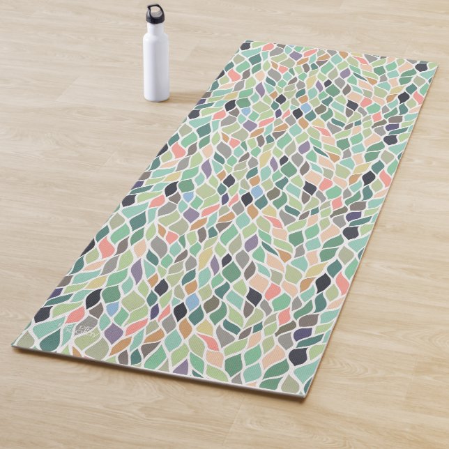 Tapis De Yoga Abstrait Greens Motif Yoga Exercice Plancher Mat (En situation)