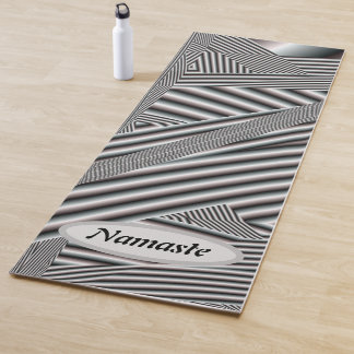 Tapis De Yoga Abstrait mot noir et blanc facultatif