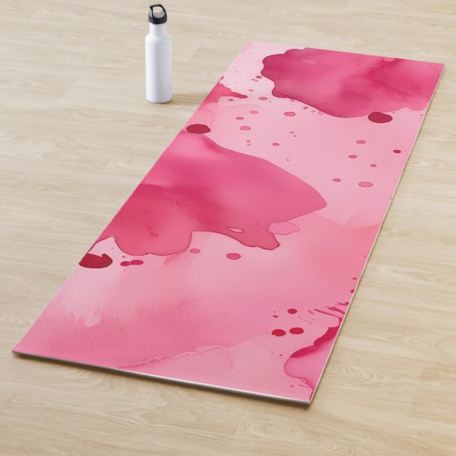 Tapis De Yoga Abstrait Rose sur Rose (En situation)