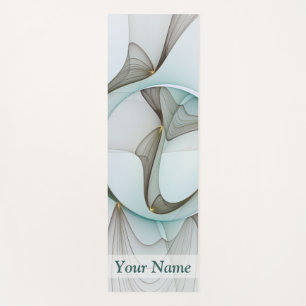 Tapis De Yoga Abstrait Turquoise Brown Gold Elegance Nom