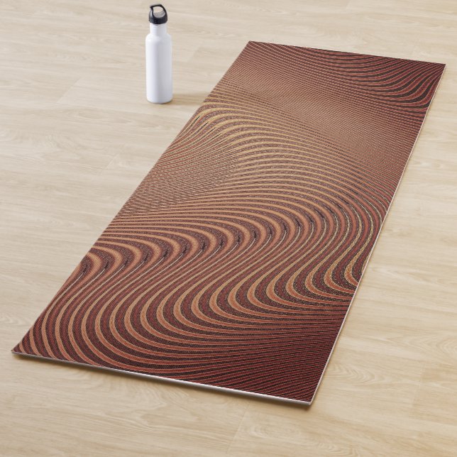Tapis De Yoga Abstrait Wavy Yoga Mat Brown (En situation)