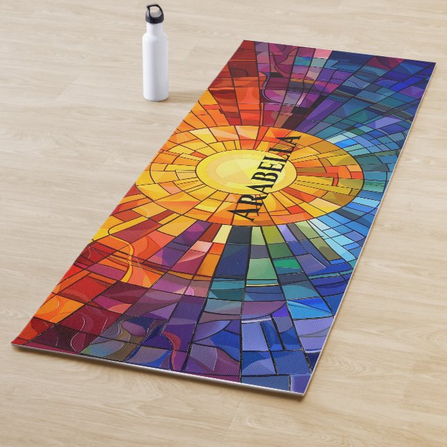 Tapis De Yoga Abstraite Géométrique Soleil Artistique Yoga Mat (En situation)