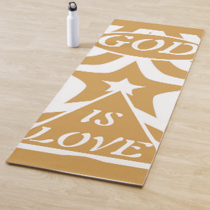 Tapis De Yoga Achempong God Is Love Star Aztec Gold & white