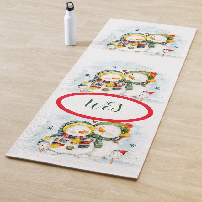 Tapis De Yoga Adables Noël Snowman & Femme (En situation)