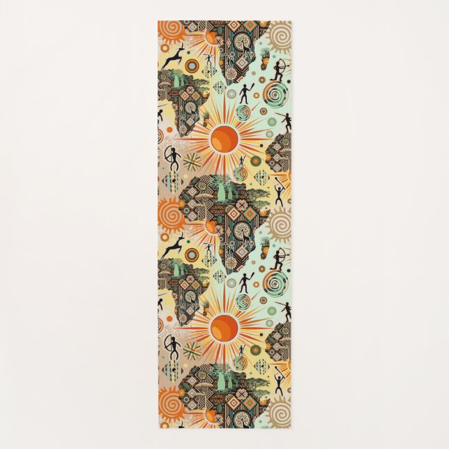 Tapis De Yoga Africa Map Decorative Tribal Elements Pattern (Devant)