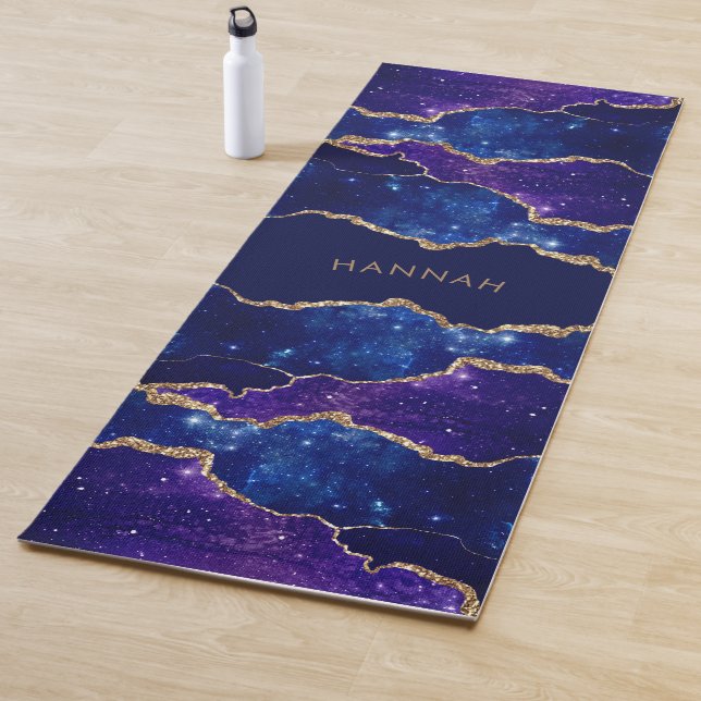 Tapis De Yoga Agate Violet Céleste Nom Personnalisé (En situation)