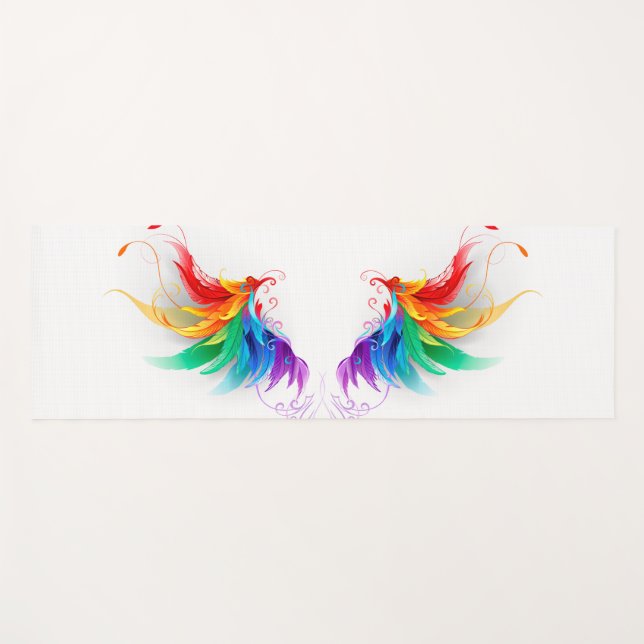 Tapis De Yoga Ailes fluffy arc-en-ciel (Devant (Horizontal))