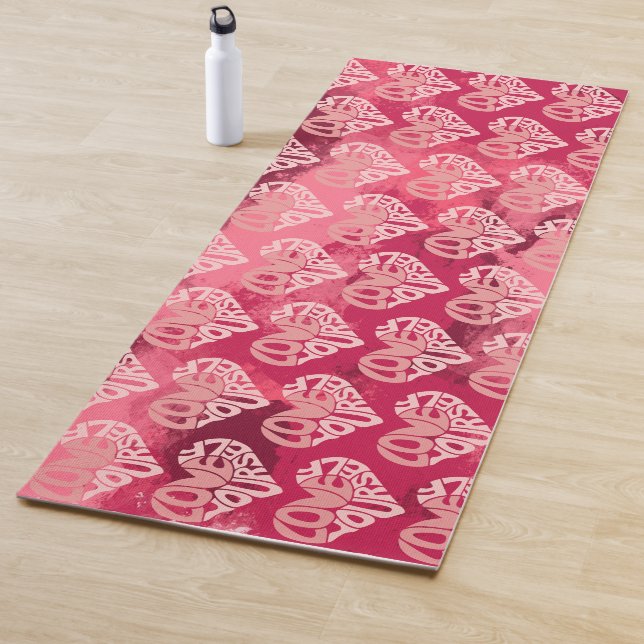 Tapis De Yoga Aimez-Vous Deux Tons Pink Heart Word (En situation)