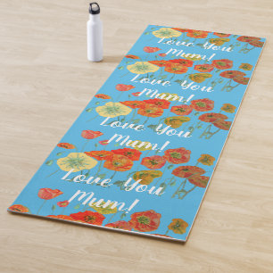 Tapis De Yoga Aimez-vous maman Orange Rouge Poppy Floral Yoga Ma