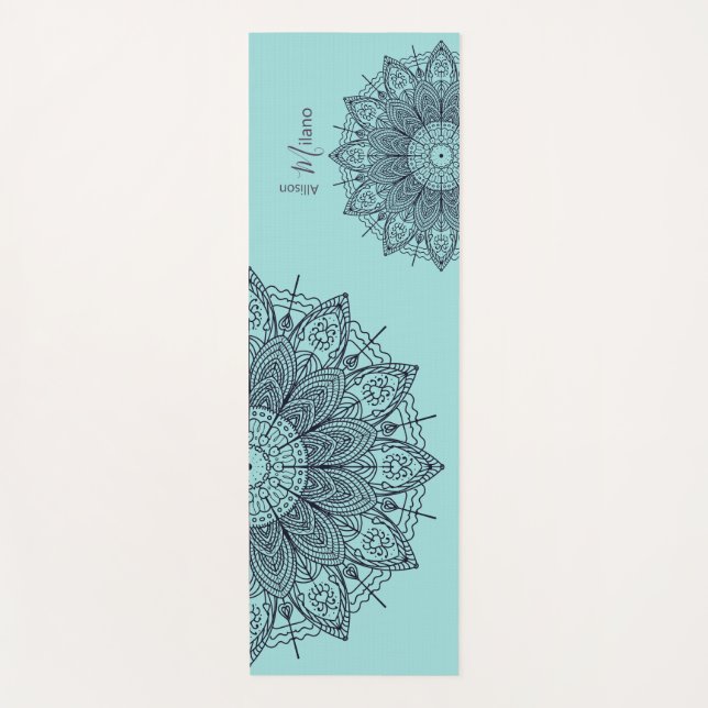 Tapis De Yoga Airy Mandalas Over Sea Green Yoga Mat personnalisé (Devant)