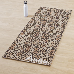 Tapis De Yoga  Ajouter un nom. Style léopard Imprimer.