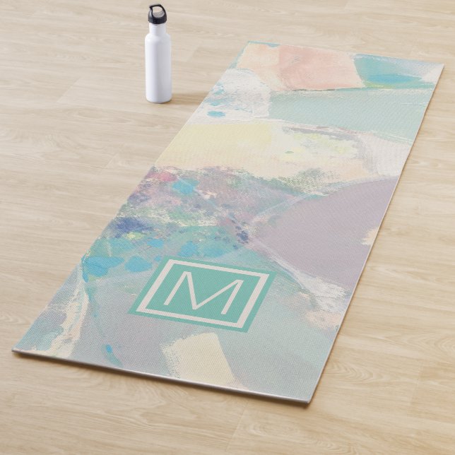 Tapis De Yoga Ajouter votre initiale | White Rock Pastel (En situation)