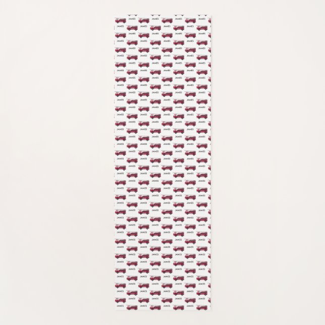 Tapis De Yoga Ajouter votre nom Camion de feu rouge Enfants pers (Devant)