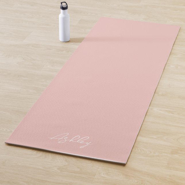 Tapis De Yoga Ajouter Votre Nom Modern Blush Pink (En situation)