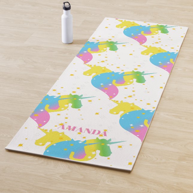 Tapis De Yoga Ajouter Votre Nom Unicorn Motif Yoga Mat (En situation)