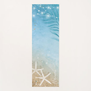 Tapis De Yoga Ajouter Votre Nom Watercolor Beach Monogramme