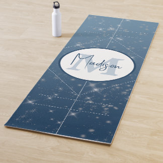 Tapis De Yoga Alignement bleu de monogramme personnalisé