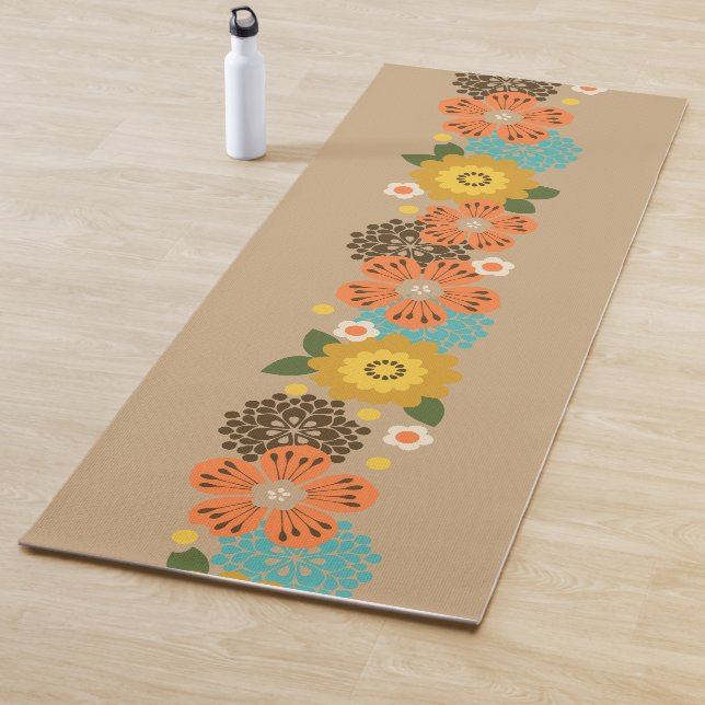 Tapis De Yoga Allana Garden Hawaiian Graphical Floral - Tan (En situation)