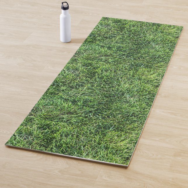 Tapis De Yoga Amusante herbe verte vraie texture photo motif (En situation)